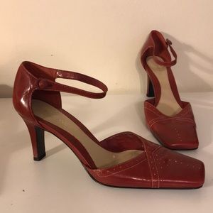 Nine West Red square toe heels size 8